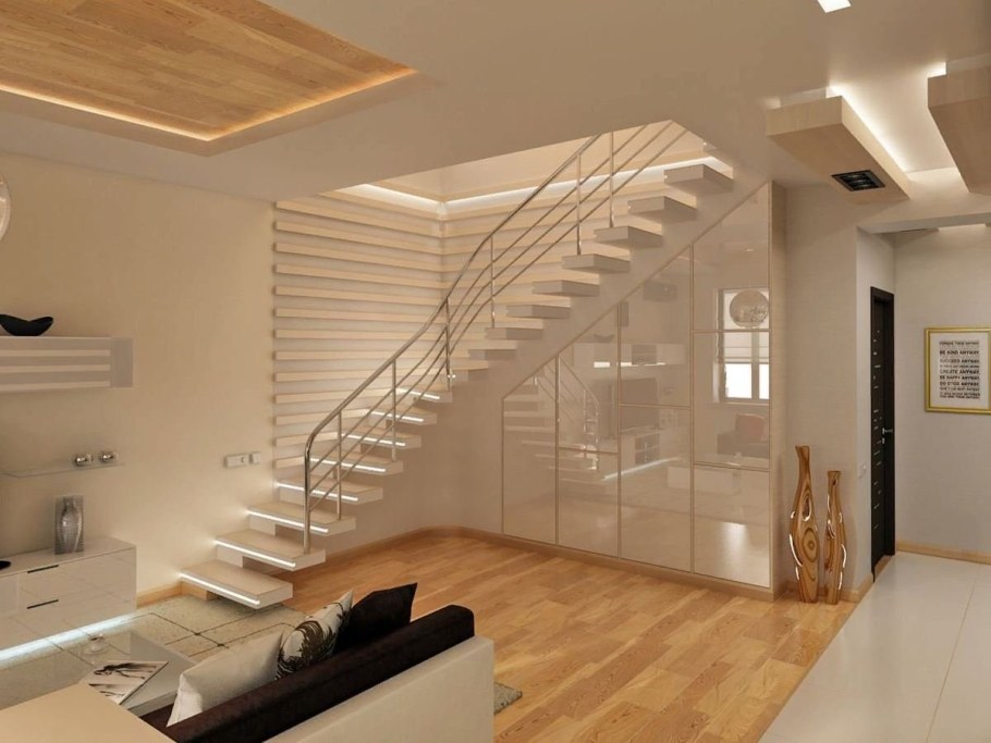 Гостиная с лестницей