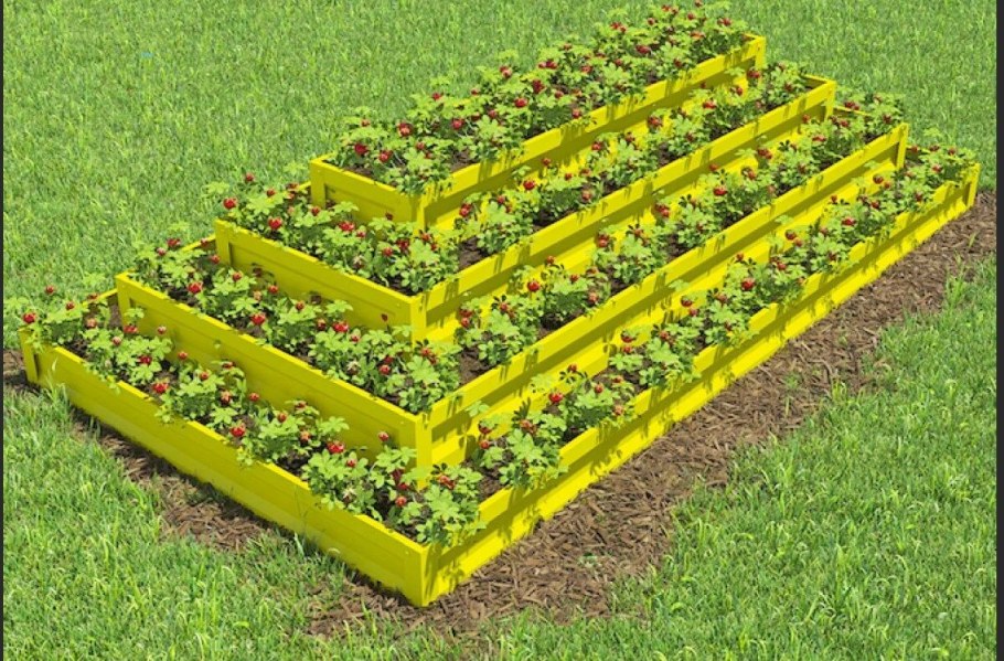 Клумба прямоугольная четырехъярусная пирамида с полимерным