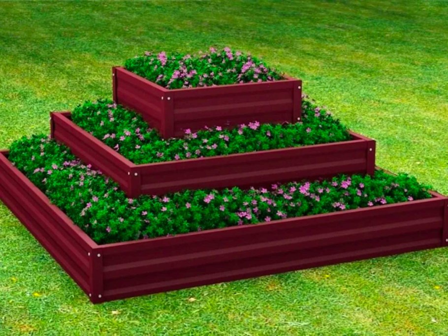 Клумба прямоугольная четырехъярусная пирамида с полимерным