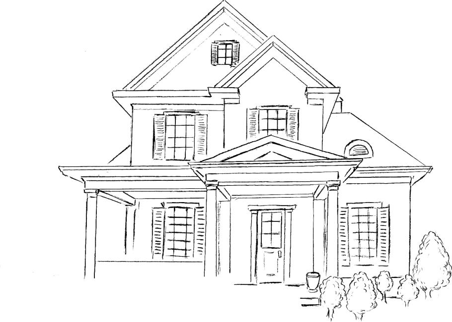 Двухэтажный дом карандашом