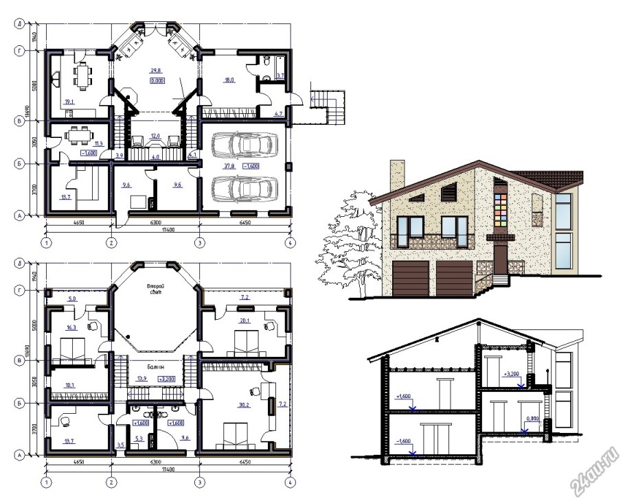 Загородный дом чертеж