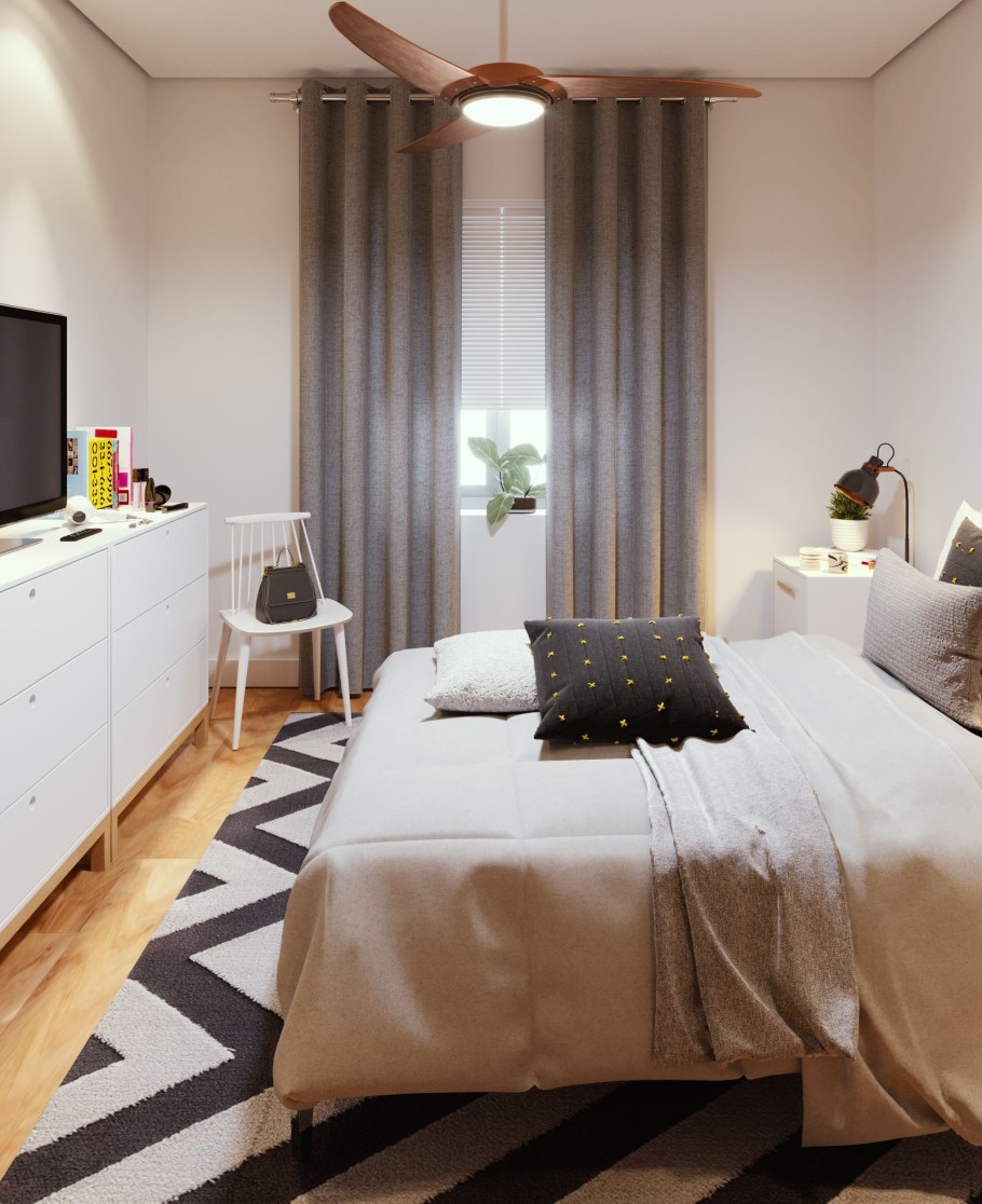 Планировка узкой спальни