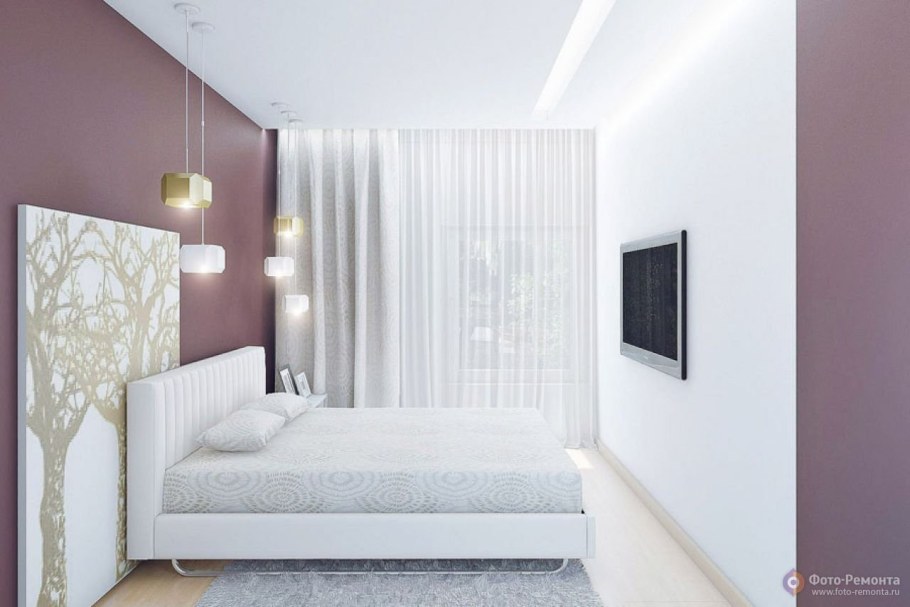 Спальня узкая и длинная