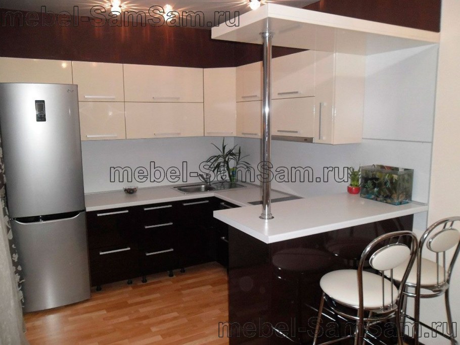 Кухонные гарнитуры угловые с барной стойкой
