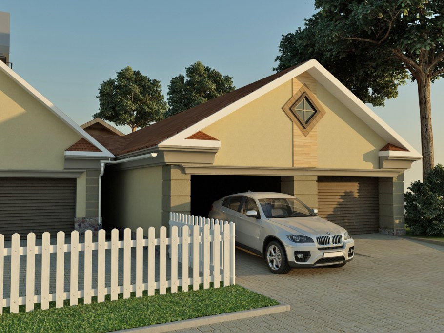 Дом с гаражом и забором