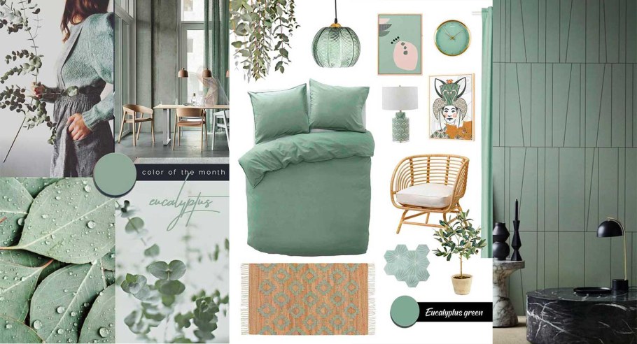 Интерьер в эвкалиптовых тонах