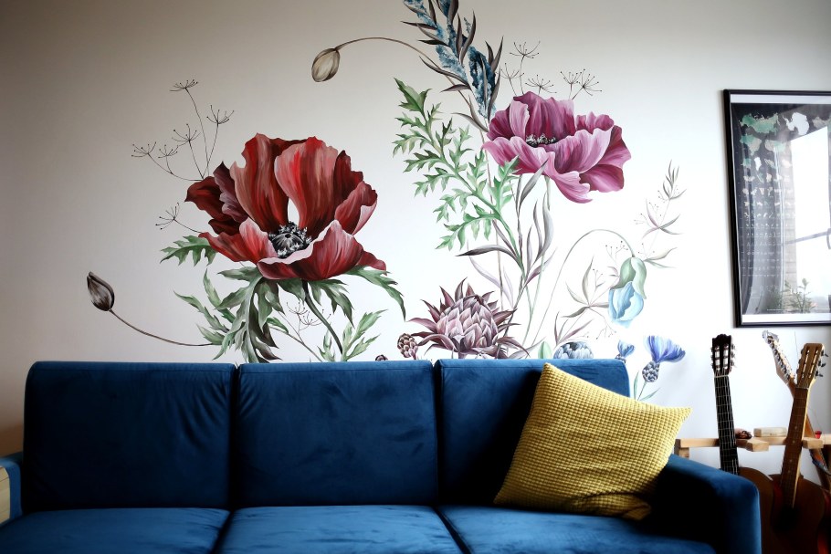 Роспись стен цветы