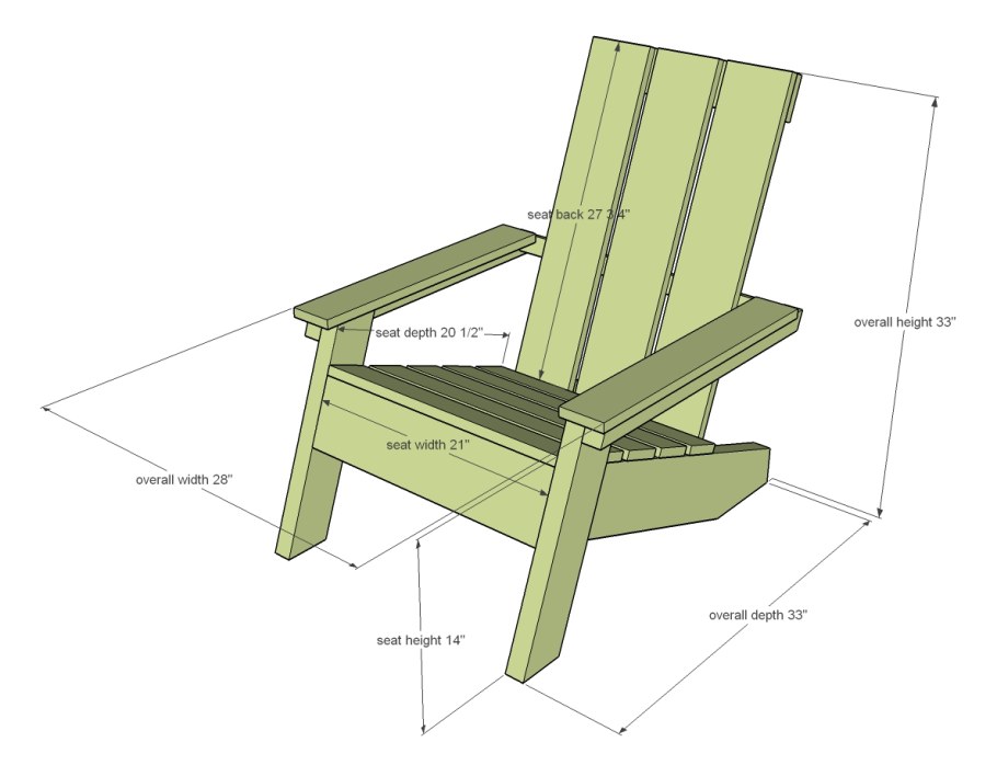 Modern Adirondack Chair чертеж