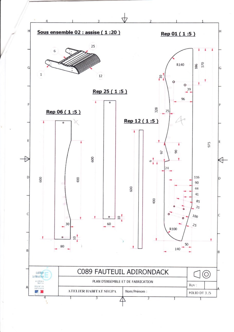 Кресло Adirondack чертежи