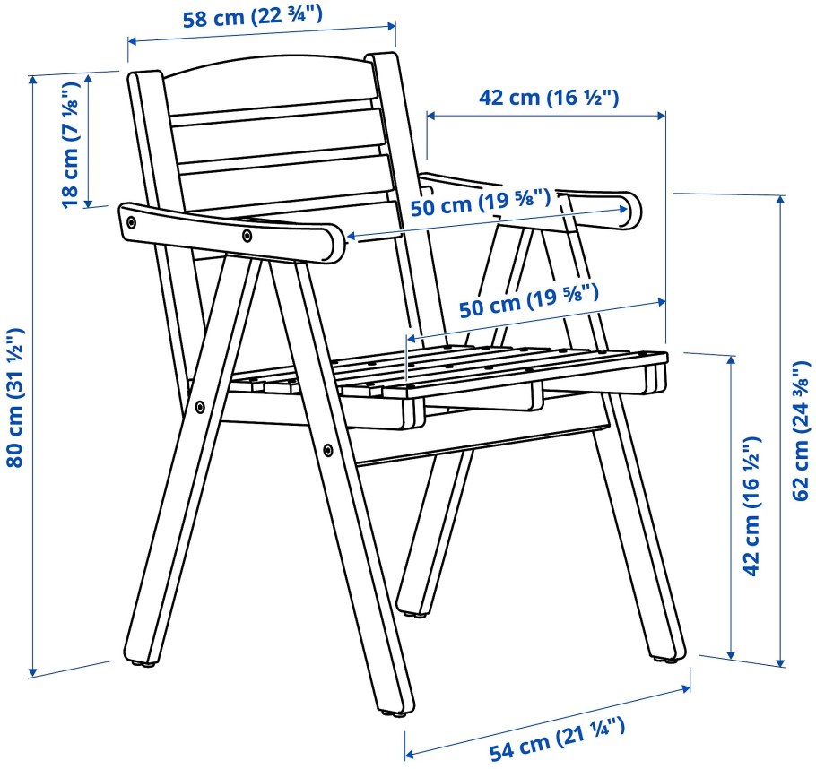 FALHOLMEN садовое кресло, светло-коричневая морилка