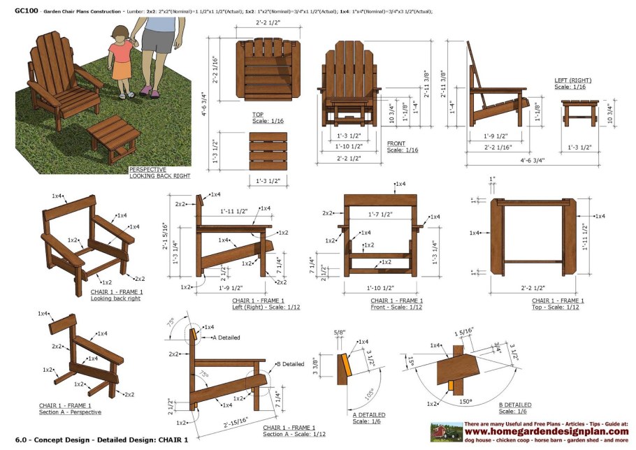 Садовое кресло Адирондак чертежи