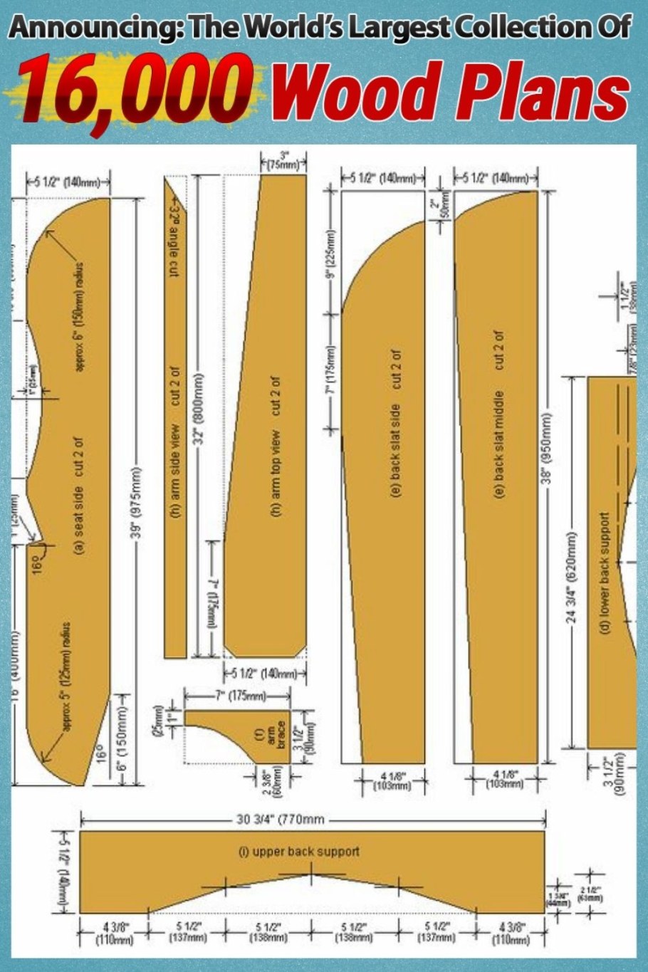 Кресло Адирондак чертежи с размерами
