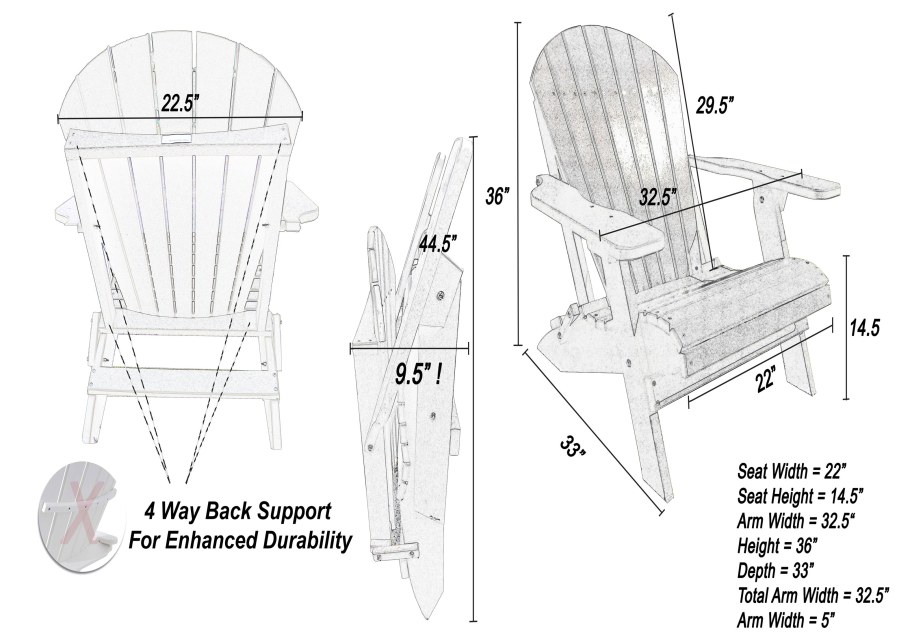 Садовое кресло Адирондак чертежи
