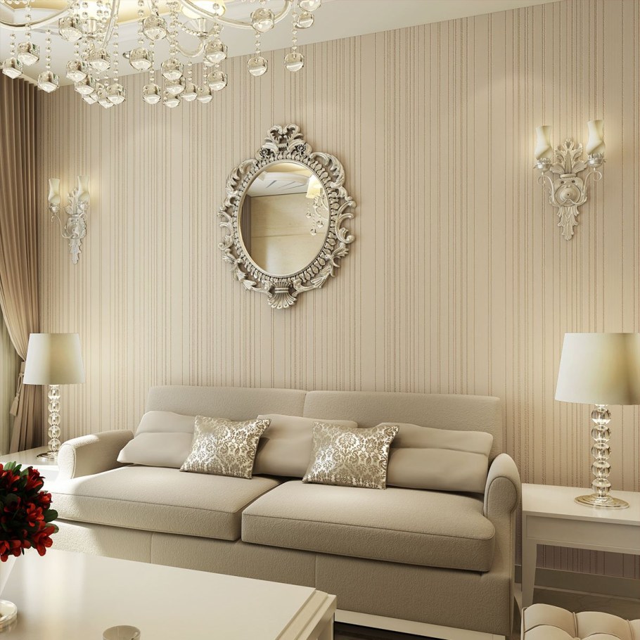 Обои для гостиной в светлых