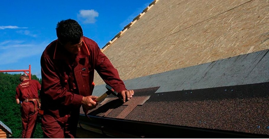 Гибкая черепица Шинглас укладка конька