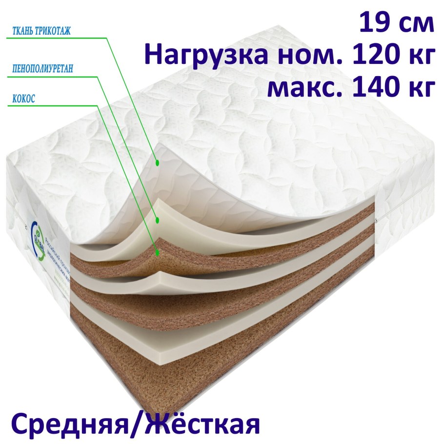 Матрас Виолайт эко-Кокос 80x200 ортопедический пружинный