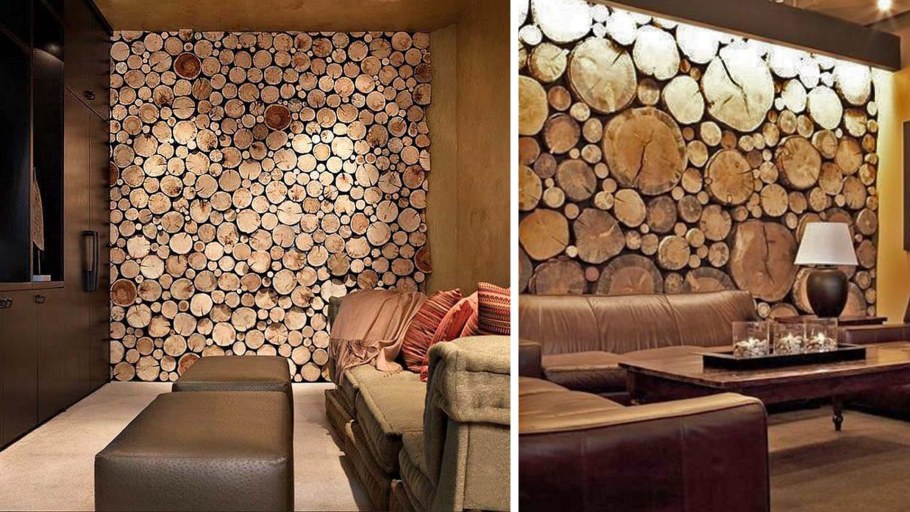 Спилы дерева для декора стены