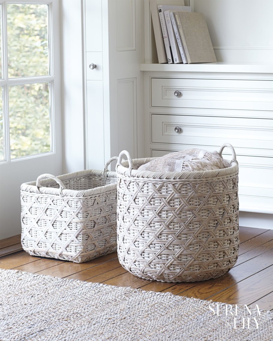 Плетёные корзины в интерьере квартиры