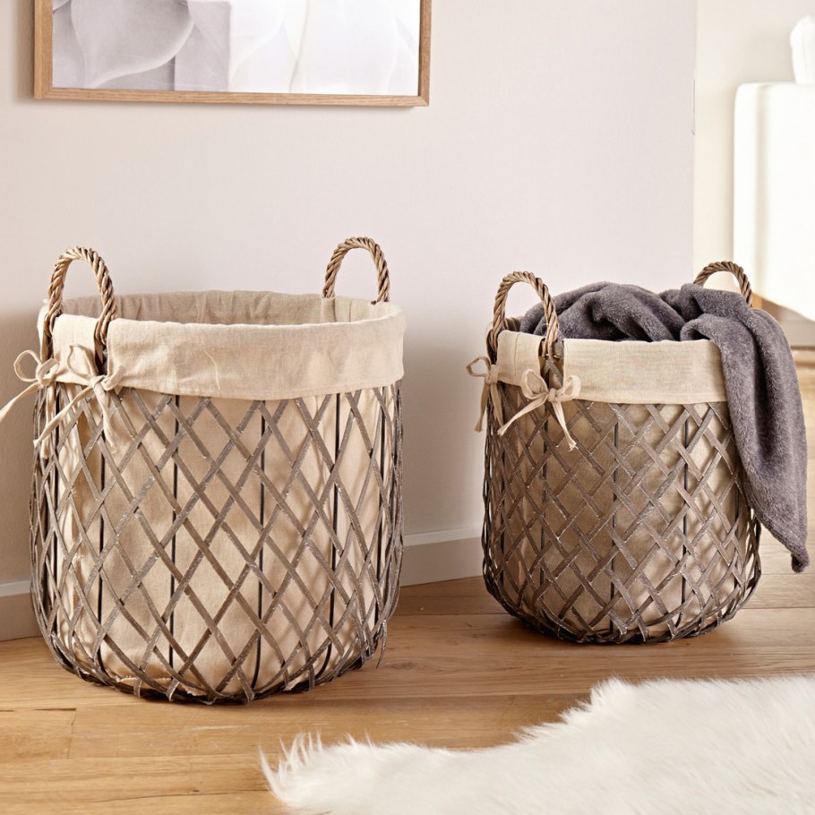 Металлическая плетеная корзина