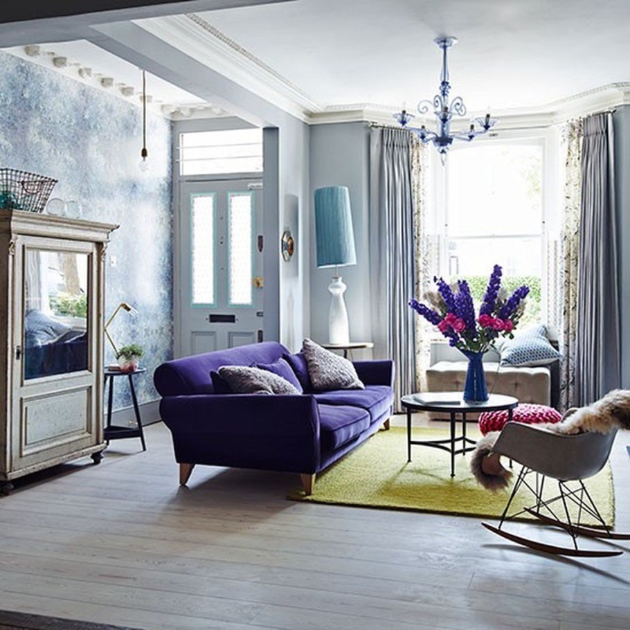 Сочетание серого и фиолетового в интерьере