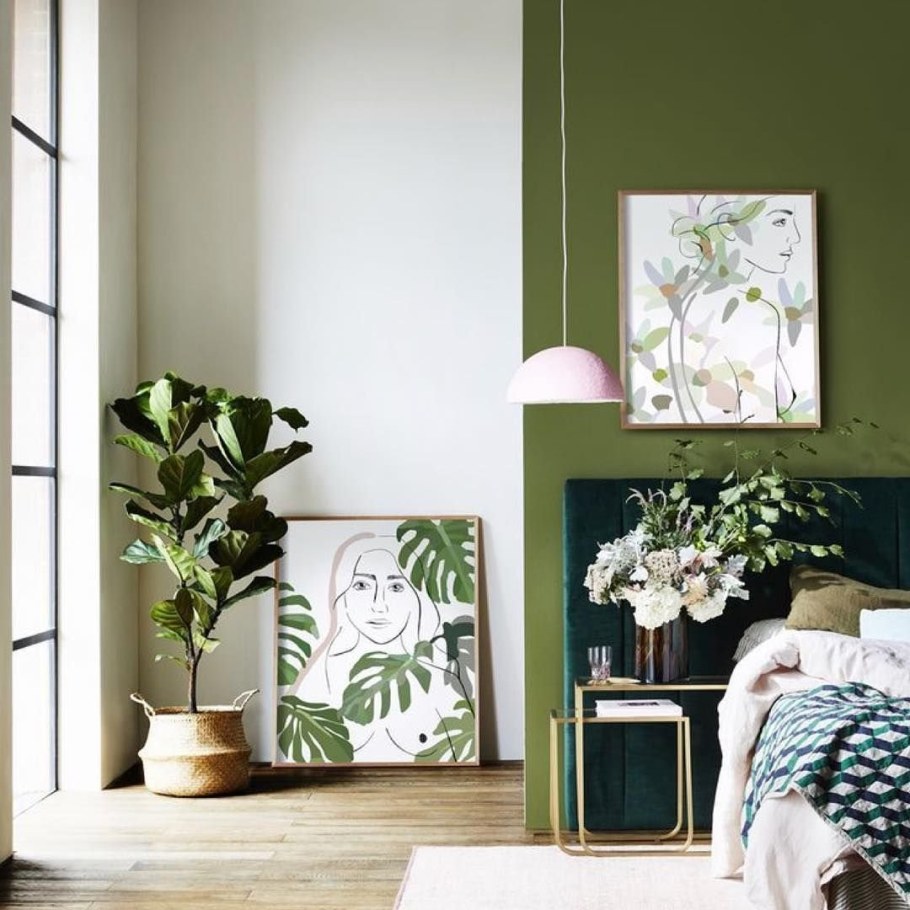 Оливковый цвет стен в интерьере