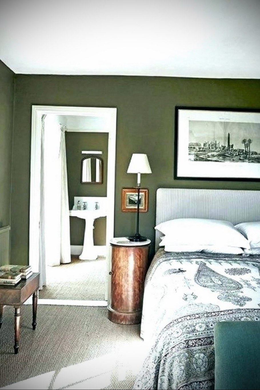 Темно-оливковый цвет в интерьере