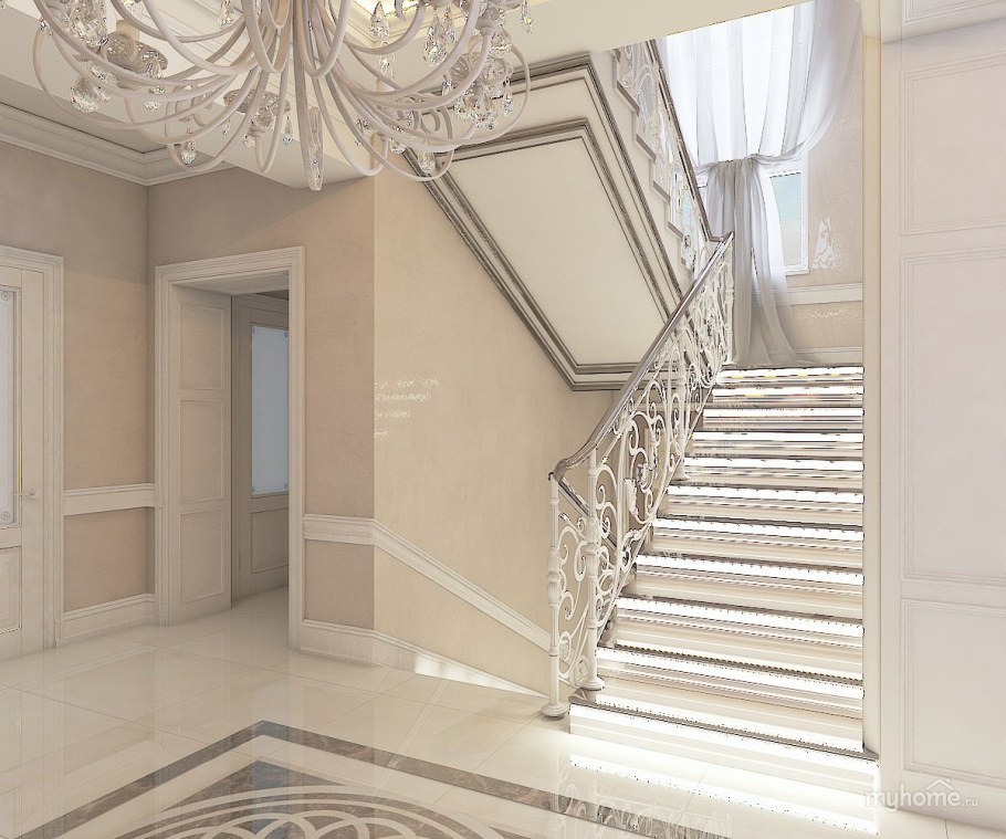 Декор лестничного пролета в частном доме