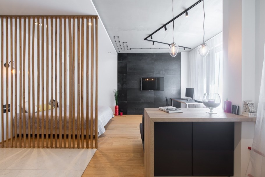 Деревянные рейки в интерьере