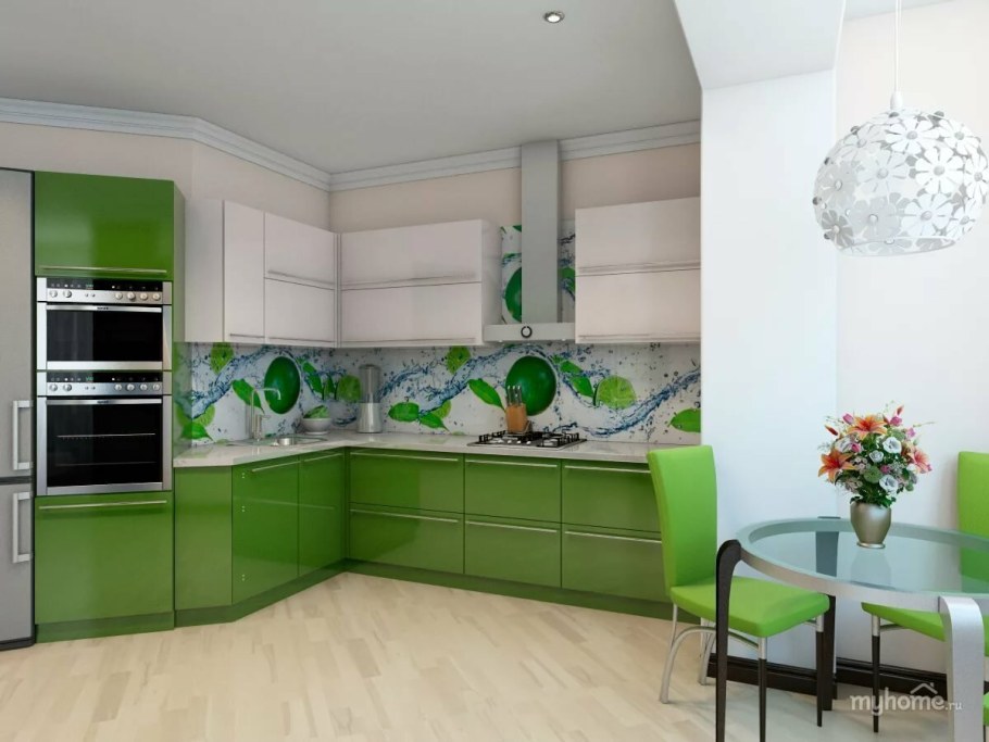 Бело зеленая кухня