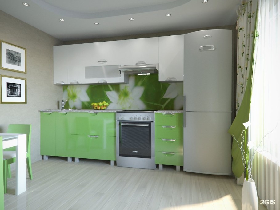 Кухонный гарнитур салатовый с белым
