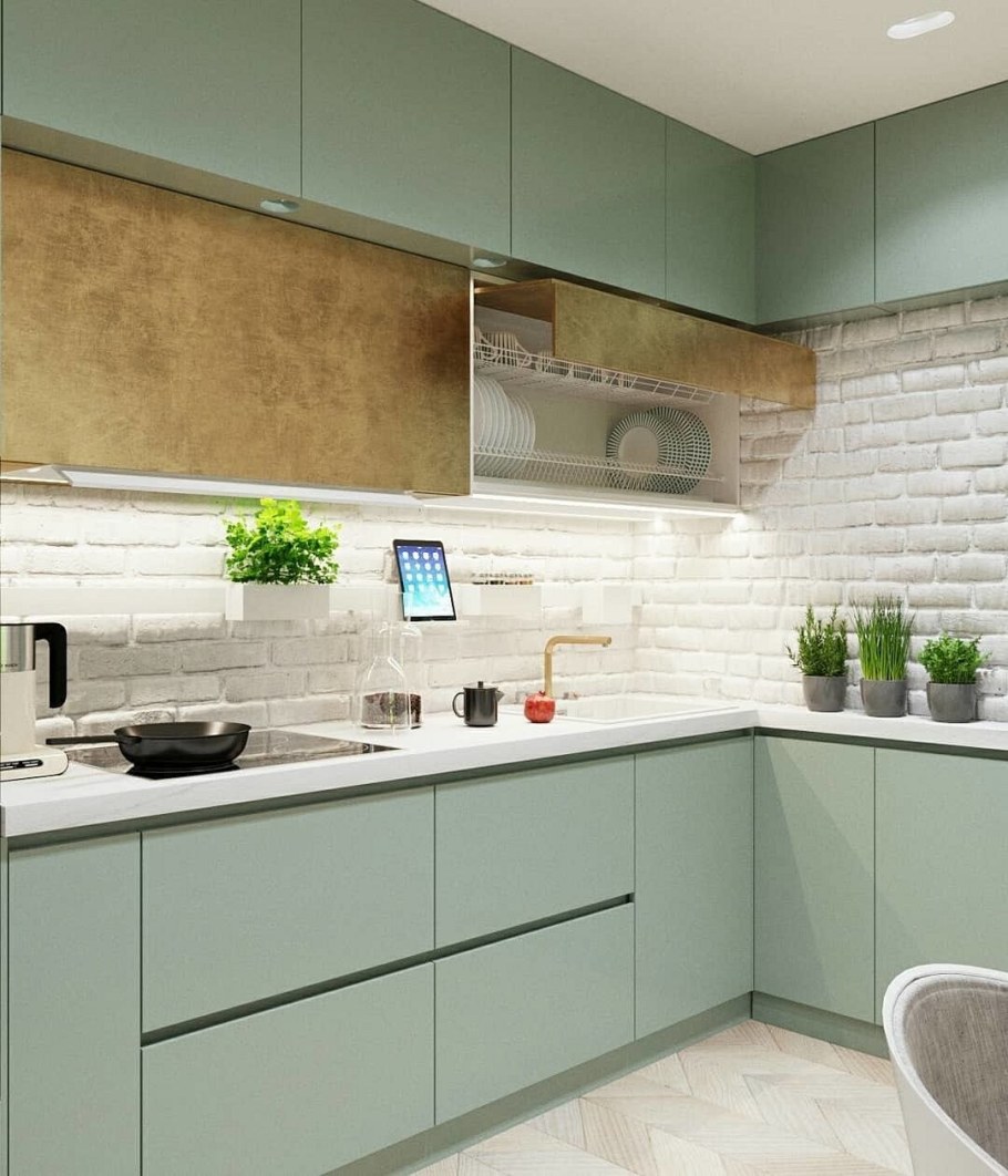 Кухня мятного цвета