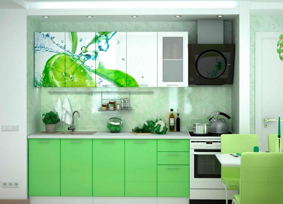 Кухня яблоко 1.8м лайм глянец БТС