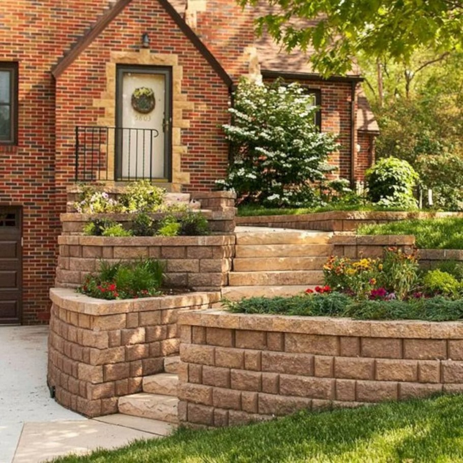 Ландшафт подпорная стена кирпич