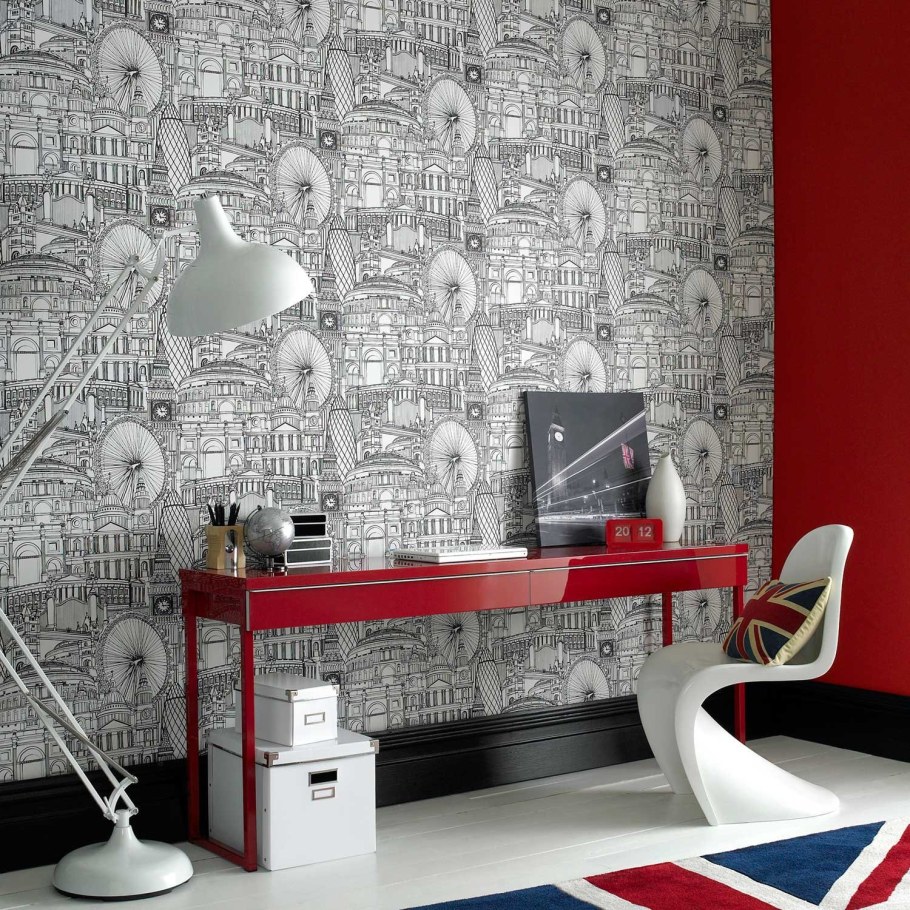 Обои с рисунком в интерьере