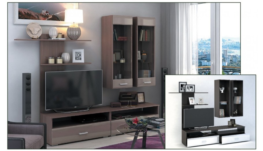 Гостиная Вегас-2 (венге/белый глянец)