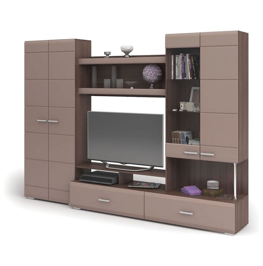 Гостиная "Вегас-1"(ясень шимо темный/капучино глянец)