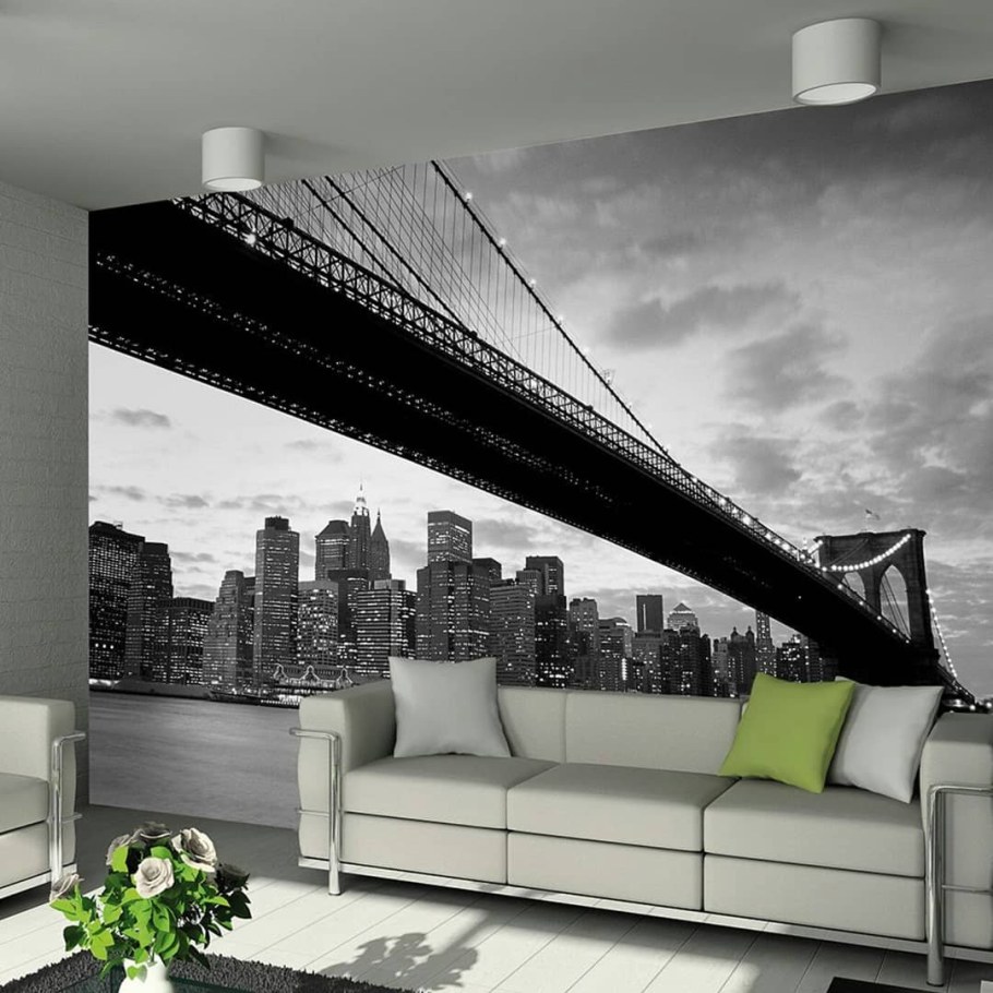 Фотообои Бруклинский мост в интерьере