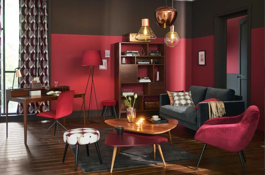 Бордовые стены в интерьере