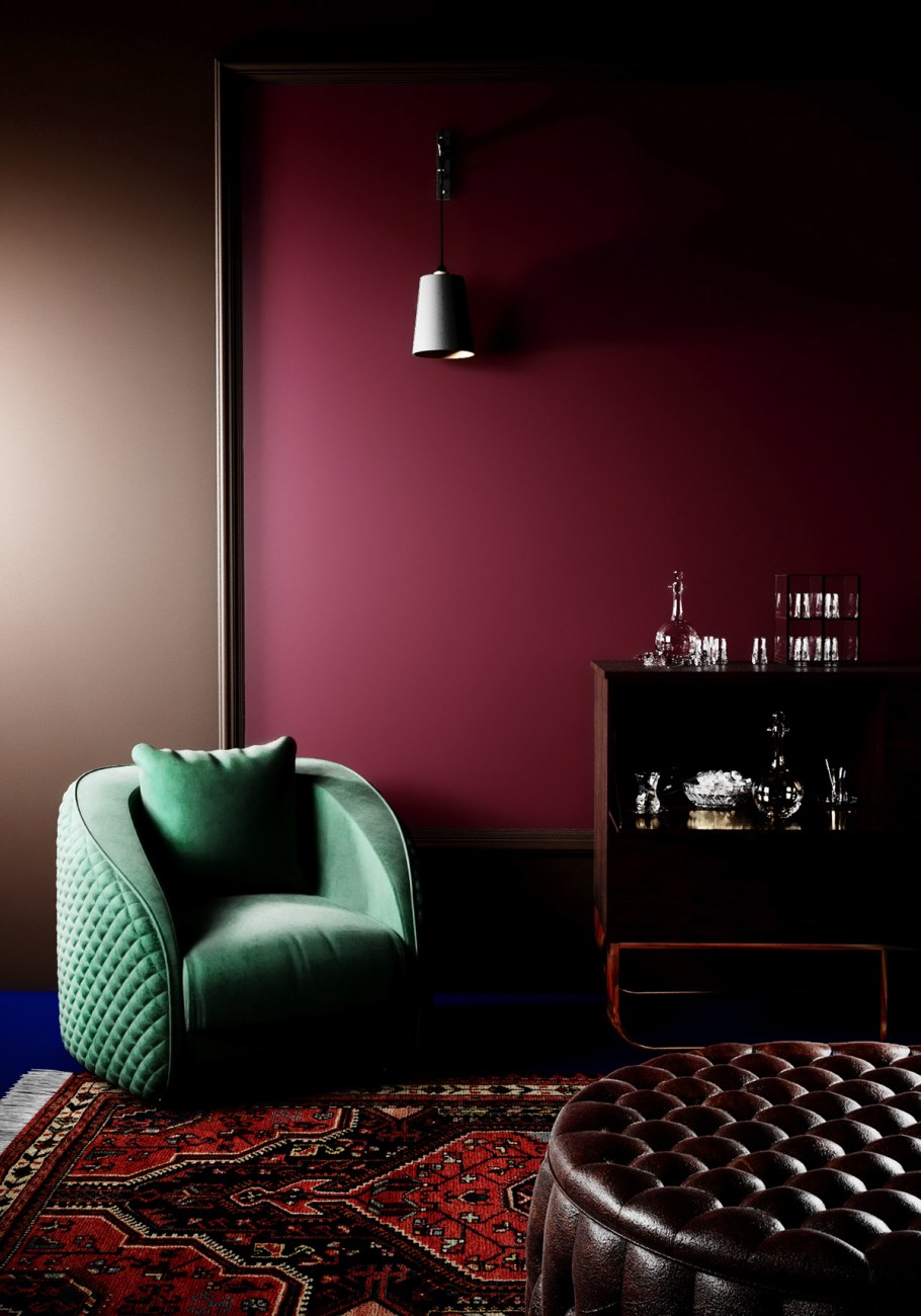 Бордовые стены в интерьере