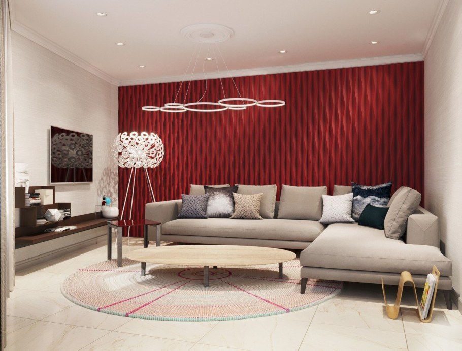 Гостиная в бордовом цвете