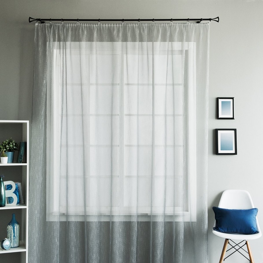 Тюль бело серая