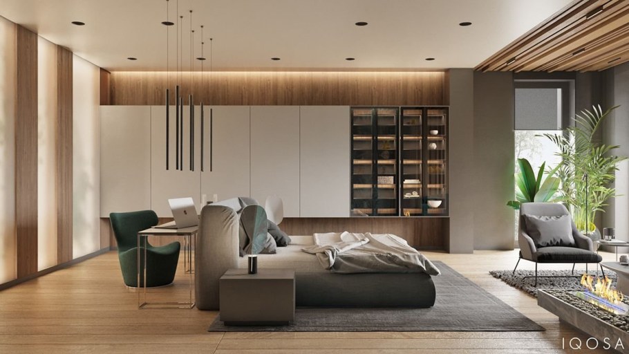 Спальня в стиле Контемпорари в частном доме