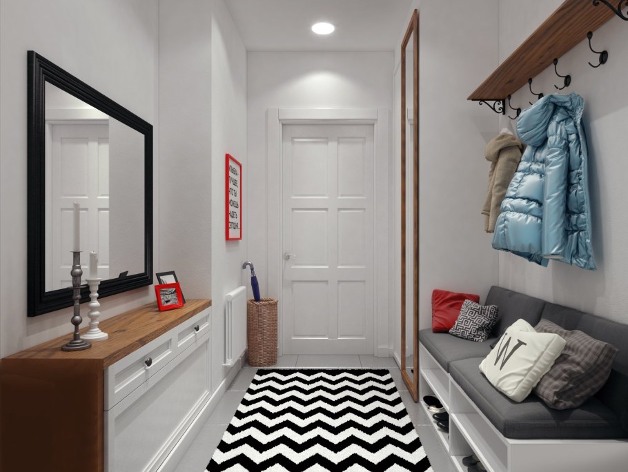 Узкая прихожая в стиле Сканди