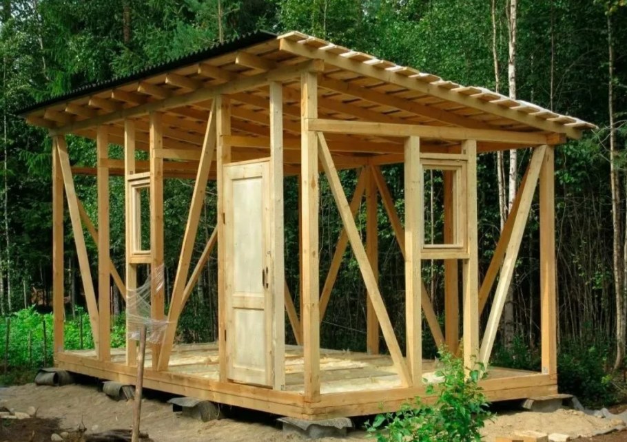 Каркасный сарай с односкатной крышей 2.5 х 5