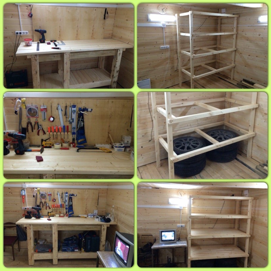 Деревянный стеллаж в гараж