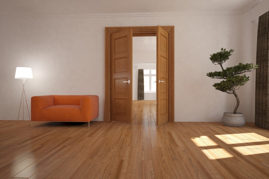 Рыжие двери в интерьере квартиры