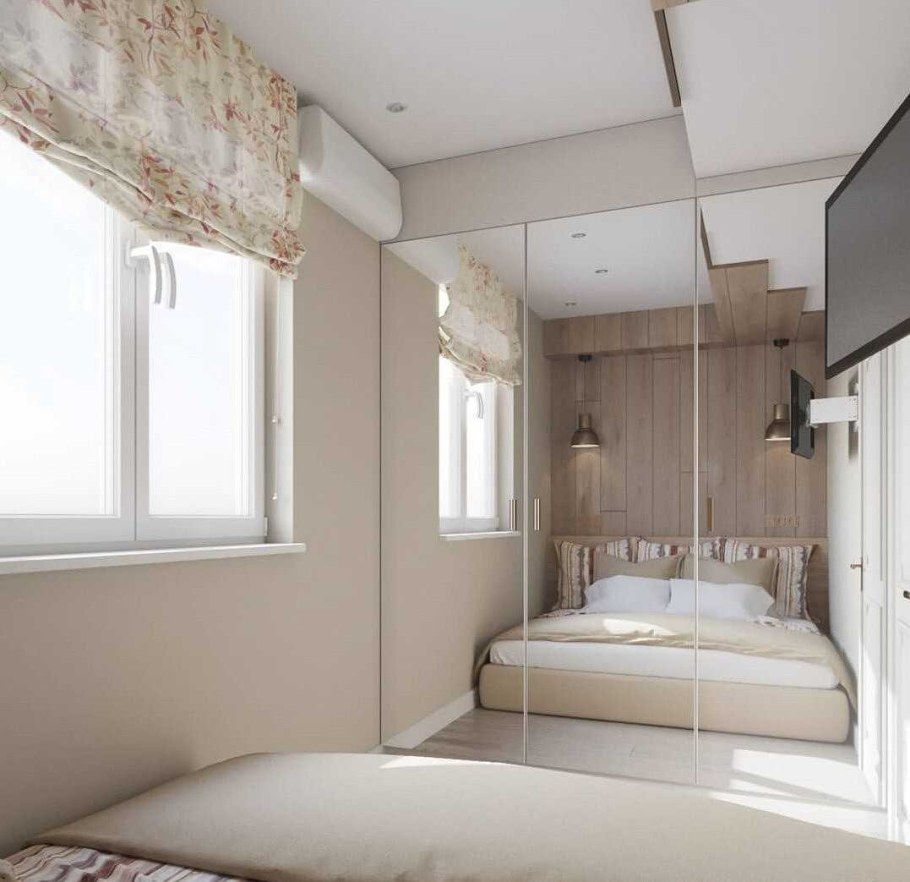 Маленькая прямоугольная спальня