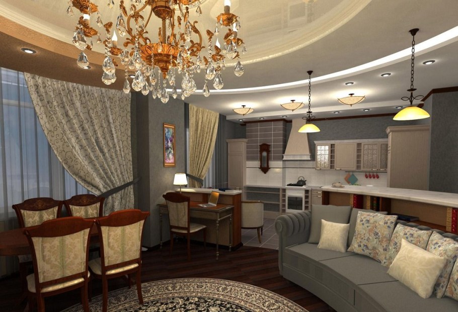 Кухня-столовая-гостиная 25 кв м