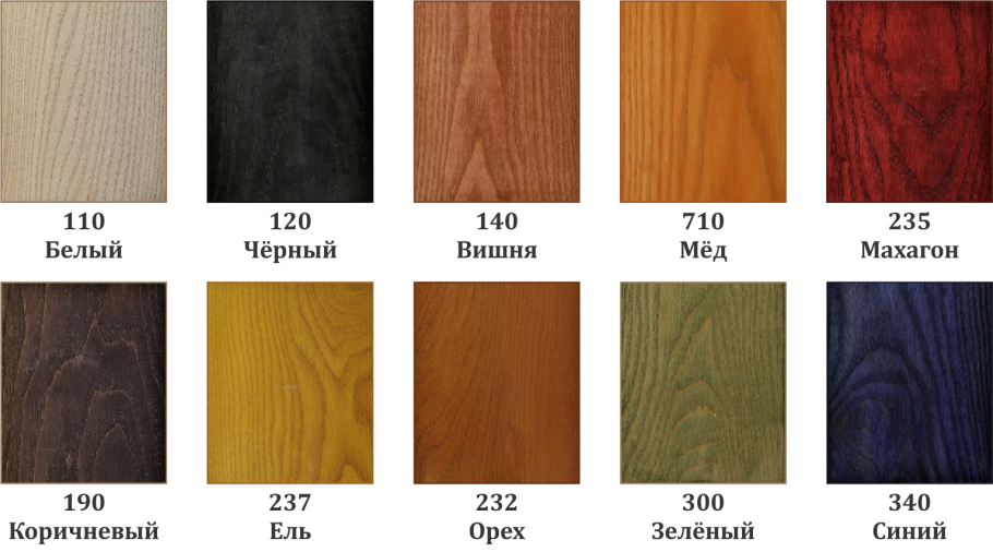 Палитра морилки цветовая гамма