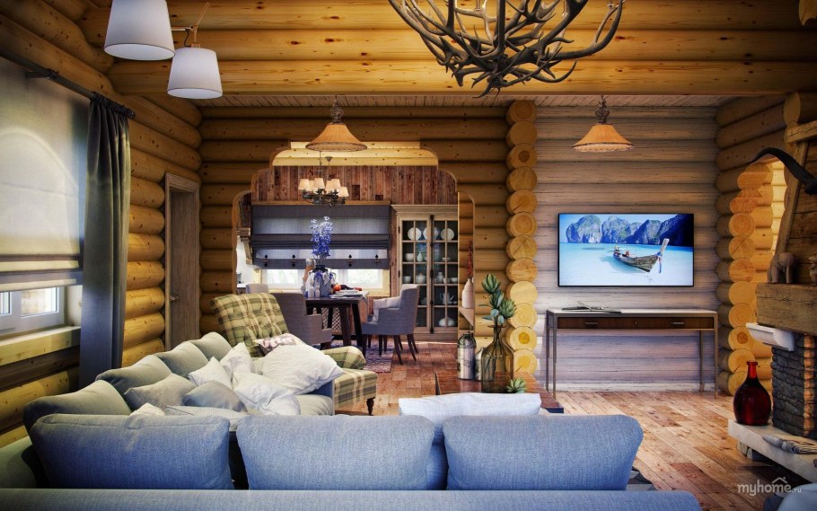 Дом из бревна интерьер